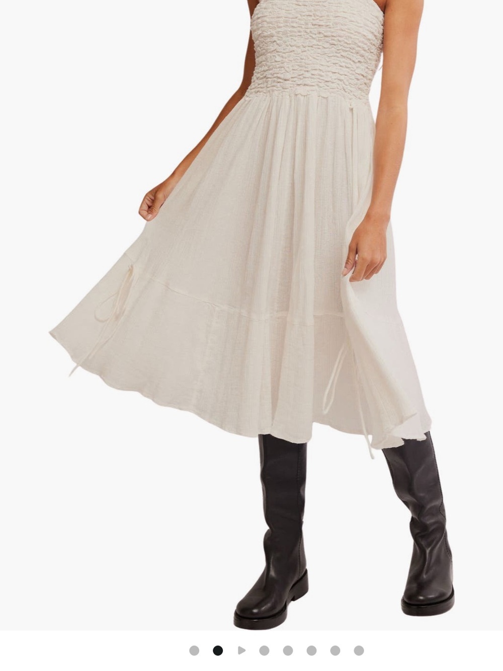 Free People Cream Smocked Convertible Boho Dress/Skirt - Picture 3 of 10